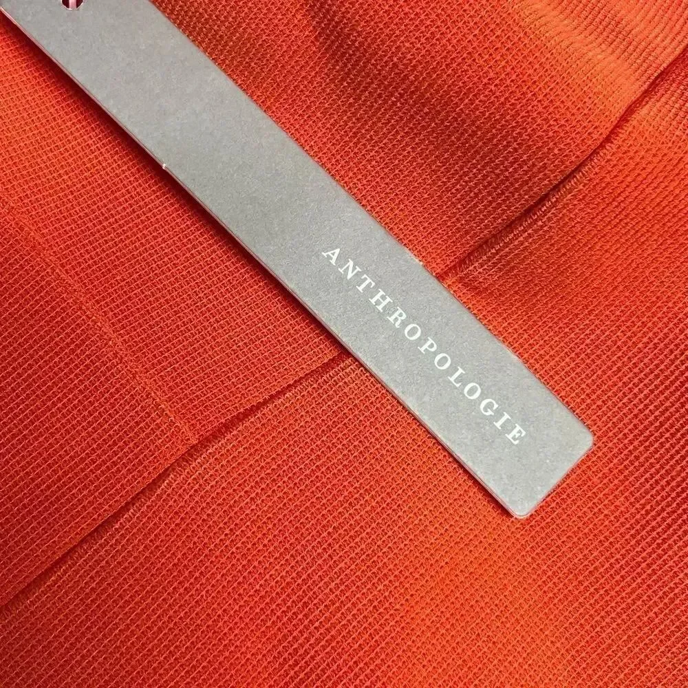 NWT Anthropologie Ariana Square-Neck Asymmetrical Ruffle Hem ORANGE Dress Sz xl